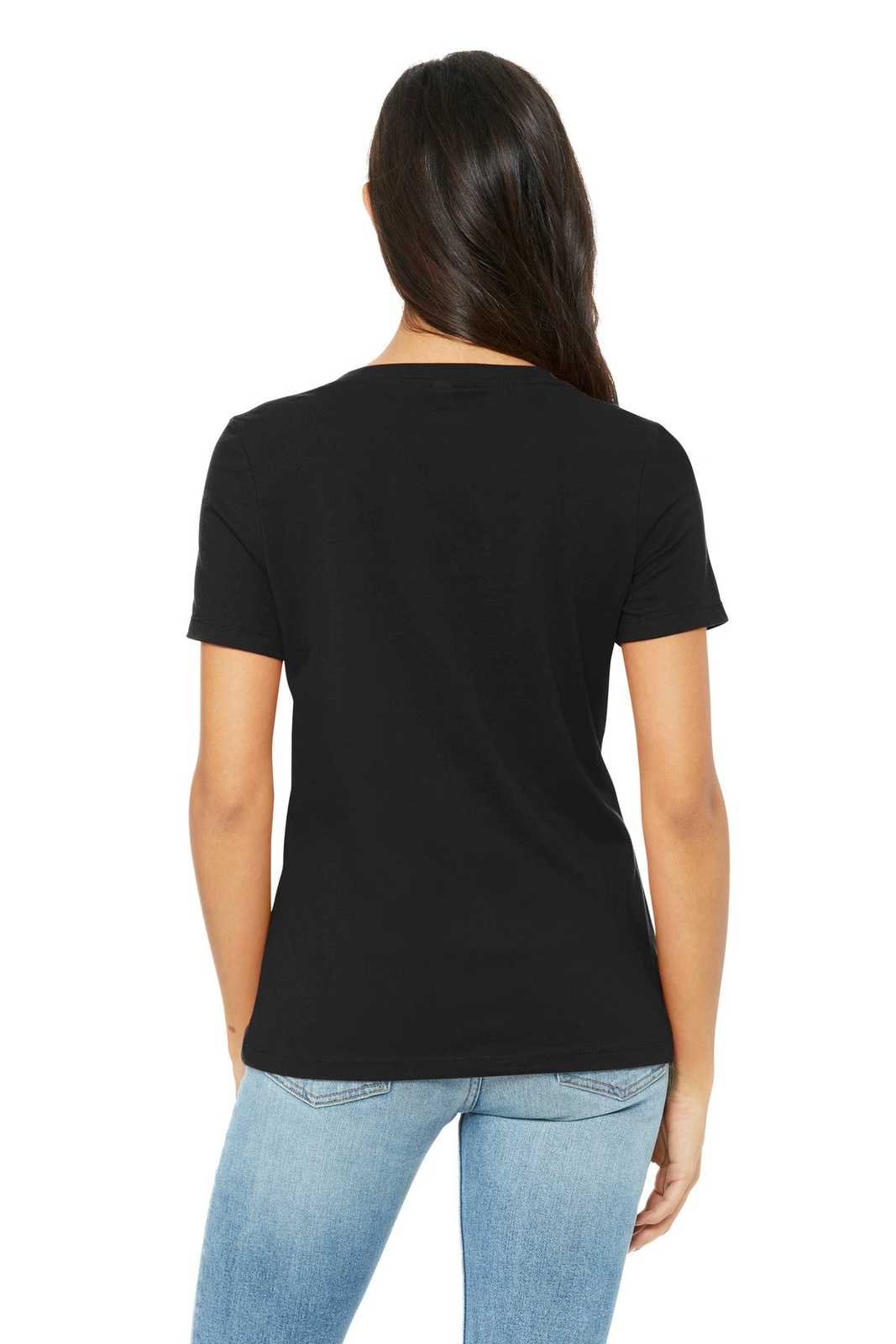 Bella + Canvas 6405 Women's Relaxed Jersey Short Sleeve V-Neck Tee - Black - HIT a Double