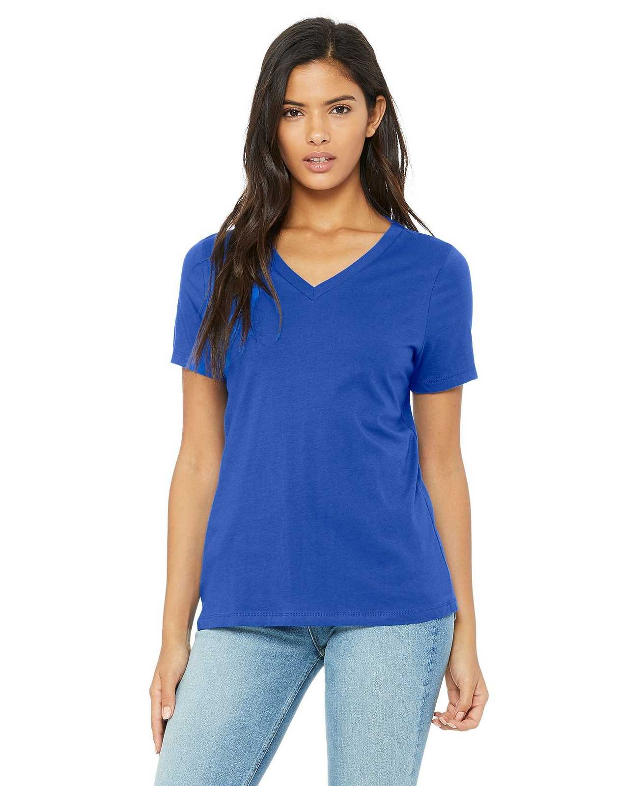 Bella + Canvas 6405 Women's Relaxed Jersey Short Sleeve V-Neck Tee - True Royal - HIT a Double