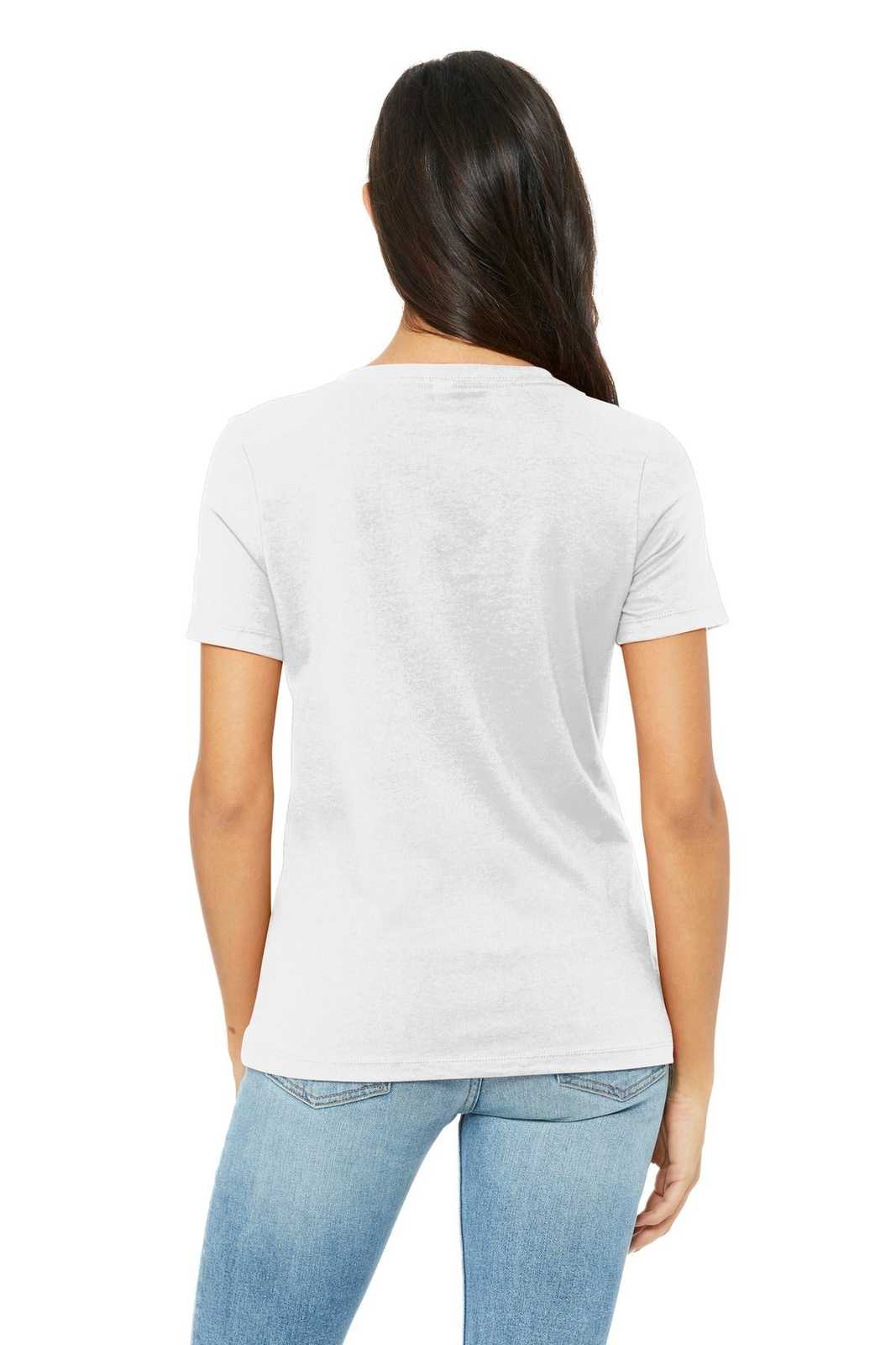 Bella + Canvas 6405 Women&#39;s Relaxed Jersey Short Sleeve V-Neck Tee - White - HIT a Double