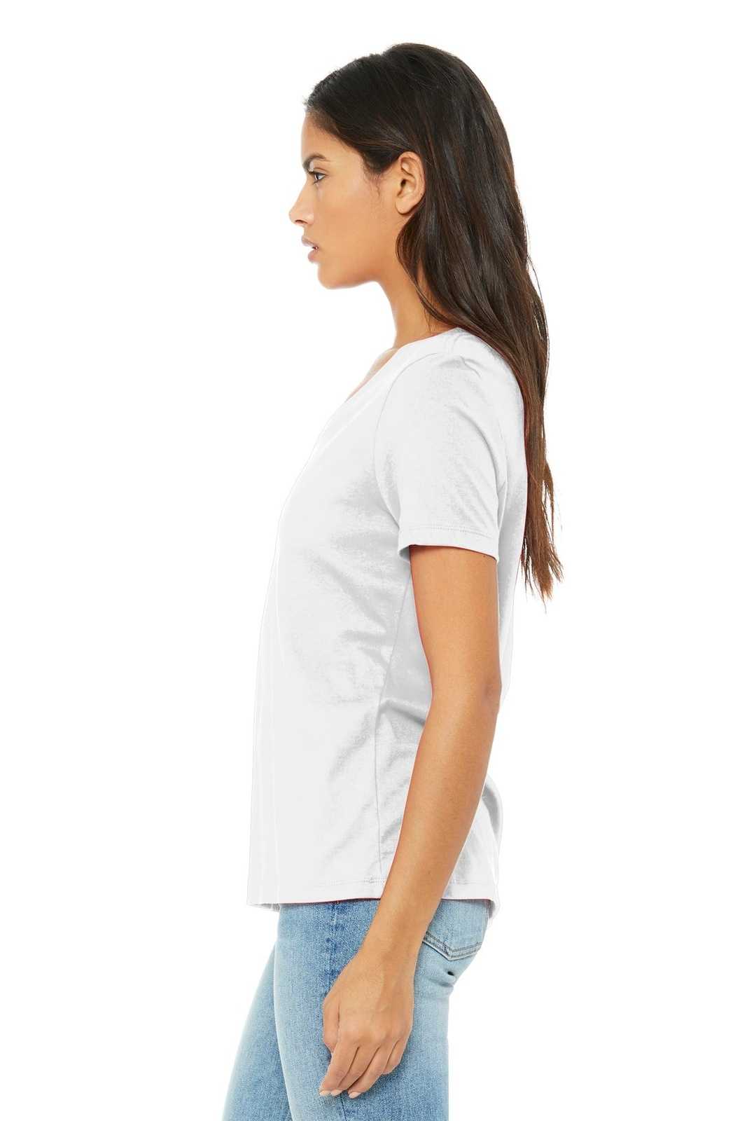 Bella + Canvas 6405 Women&#39;s Relaxed Jersey Short Sleeve V-Neck Tee - White - HIT a Double