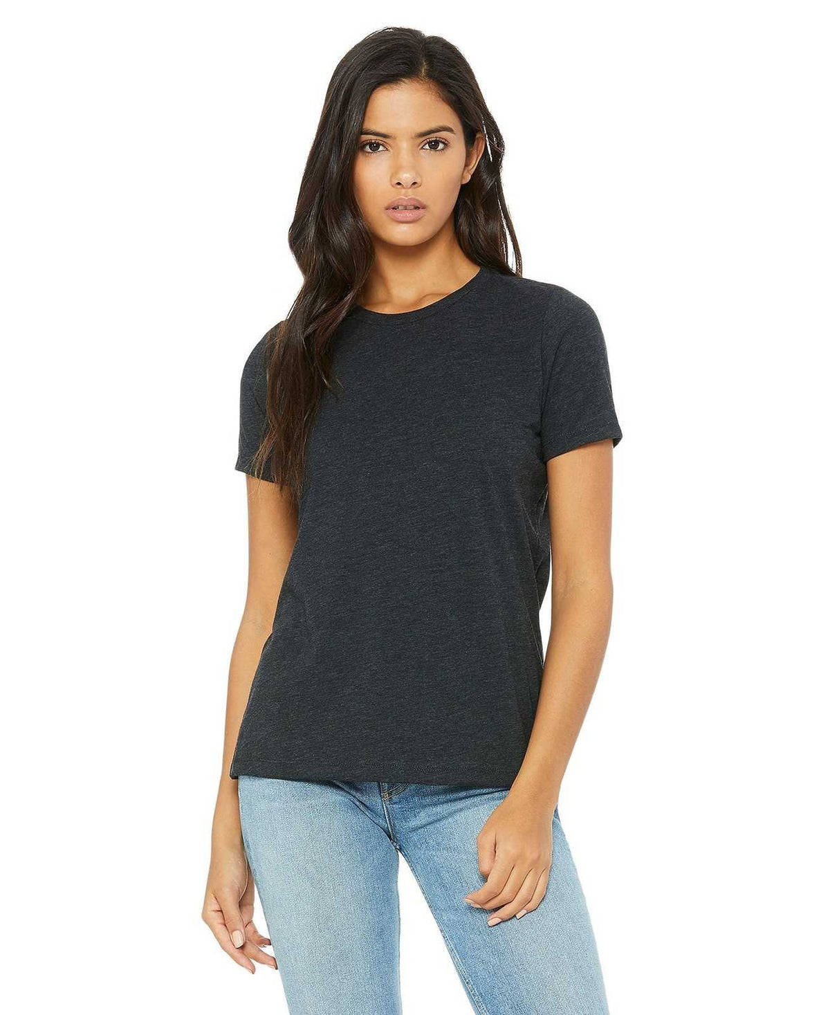 Bella + Canvas 6413 Women&#39;s Relaxed Triblend Short Sleeve Tee - Charcoal-Black Triblend - HIT a Double