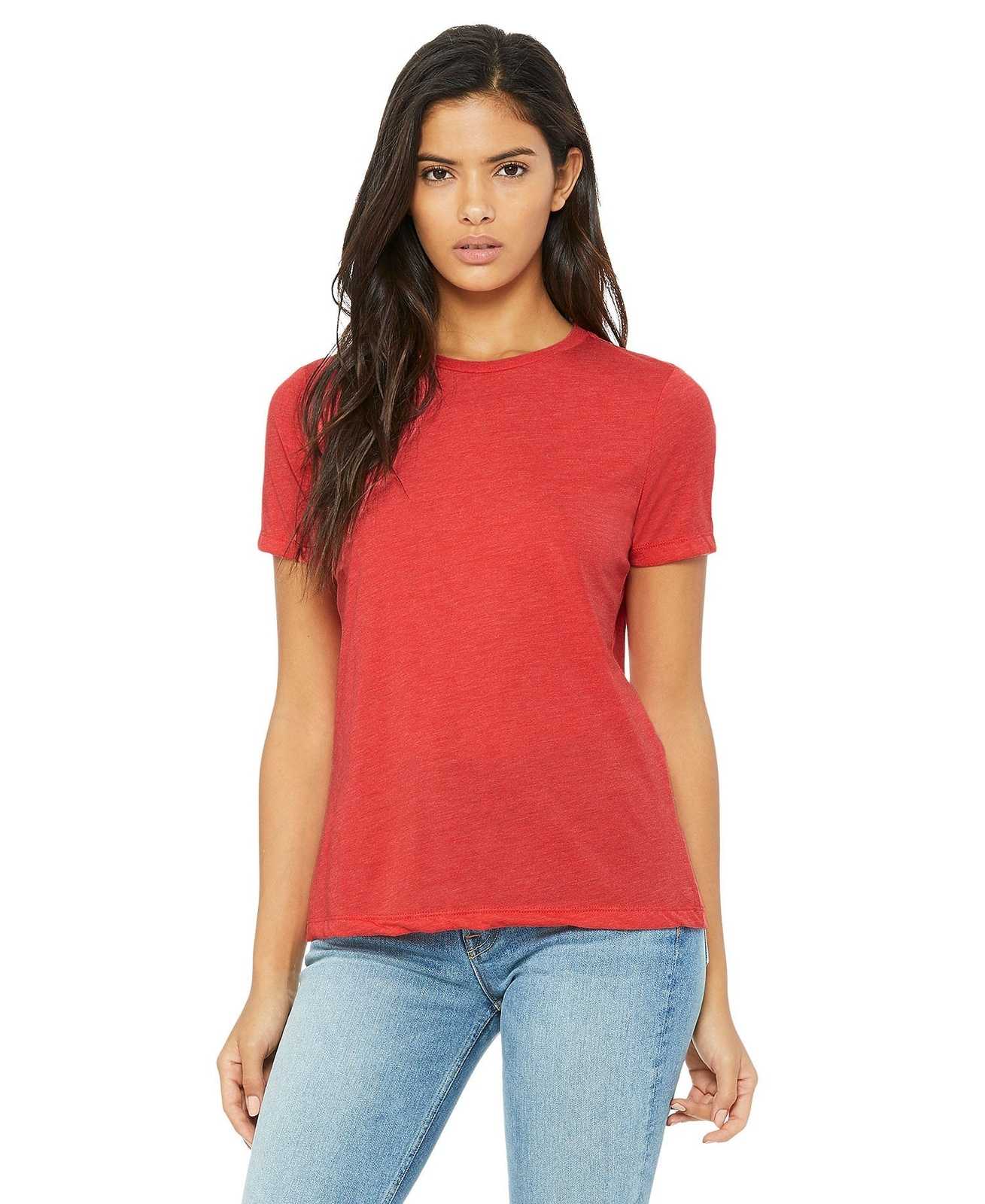 Bella + Canvas 6413 Women's Relaxed Triblend Short Sleeve Tee - Red Triblend - HIT a Double