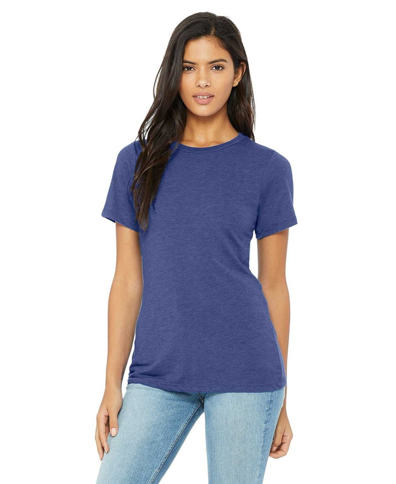 Bella + Canvas 6413 Women's Relaxed Triblend Short Sleeve Tee - True Royal Triblend - HIT a Double