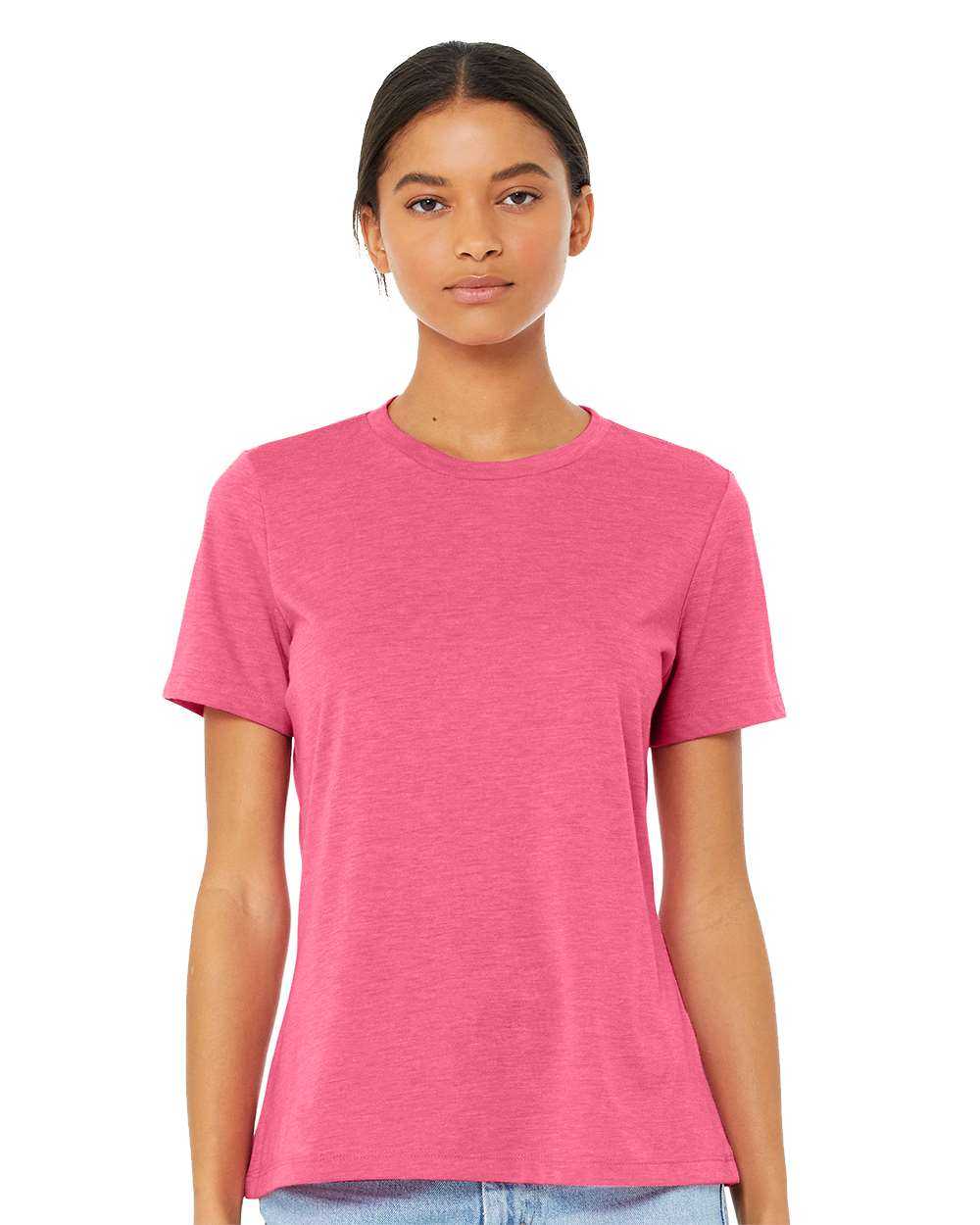 Bella + Canvas 6413 Womens Relaxed Fit Triblend Tee - Charity Pink Triblend - HIT a Double