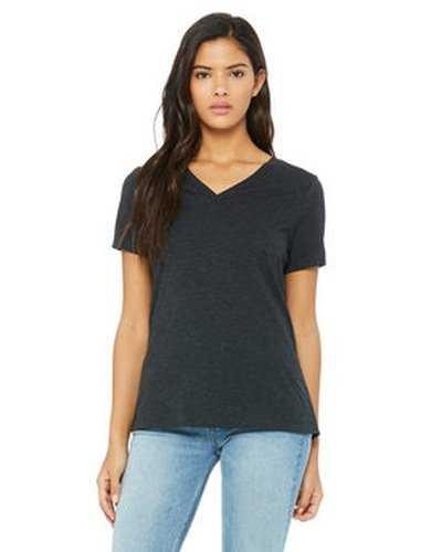 Bella + Canvas 6415 Ladies&#39; Relaxed Triblend V-Neck T-Shirt - Charcoal Black Triblend - HIT a Double