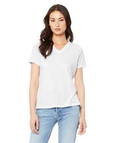 Bella + Canvas 6415 Ladies&#39; Relaxed Triblend V-Neck T-Shirt - Solid White Triblend - HIT a Double