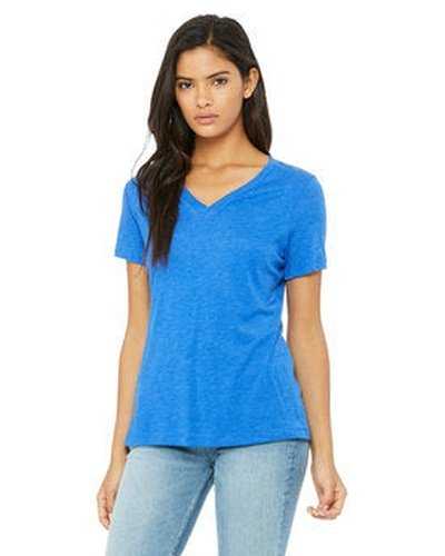 Bella + Canvas 6415 Ladies&#39; Relaxed Triblend V-Neck T-Shirt - True Royal Triblend - HIT a Double