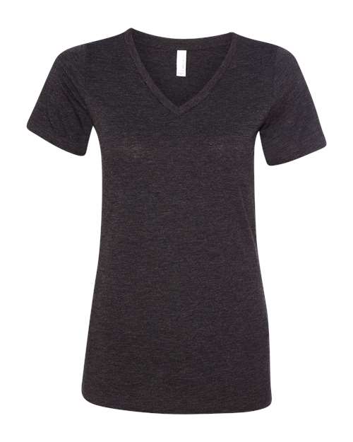 Bella + Canvas 6415 Women&#39;s Relaxed Triblend Short Sleeve V-Neck Tee - Charcoal Black Triblend - HIT a Double - 1