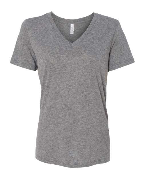 Bella + Canvas 6415 Women's Relaxed Triblend Short Sleeve V-Neck Tee - Gray Triblend - HIT a Double - 1