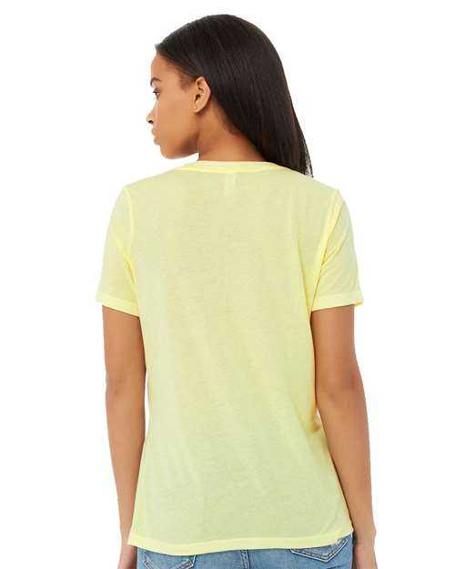 Bella + Canvas 6415 Women&#39;s Relaxed Triblend Short Sleeve V-Neck Tee - Pale Yellow Triblend - HIT a Double - 3