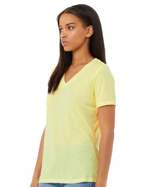 Bella + Canvas 6415 Women&#39;s Relaxed Triblend Short Sleeve V-Neck Tee - Pale Yellow Triblend - HIT a Double - 2