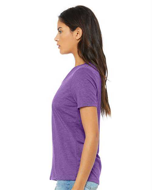 Bella + Canvas 6415 Women's Relaxed Triblend Short Sleeve V-Neck Tee - Purple Triblend - HIT a Double - 1