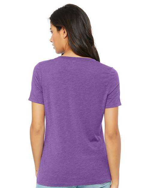 Bella + Canvas 6415 Women&#39;s Relaxed Triblend Short Sleeve V-Neck Tee - Purple Triblend - HIT a Double - 3