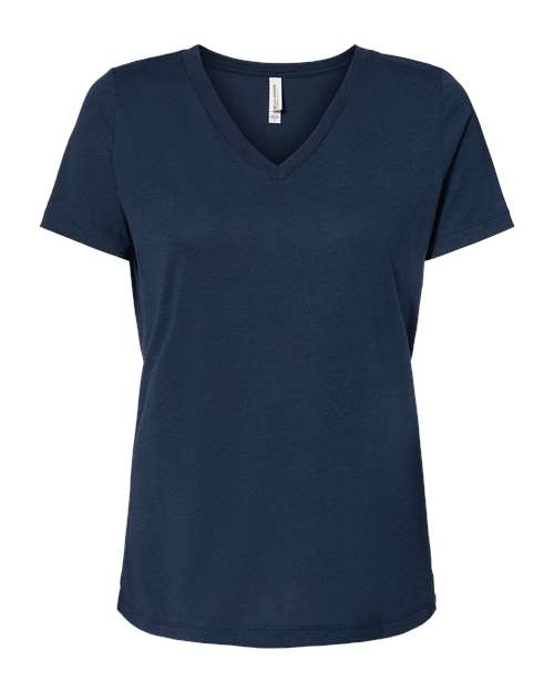 Bella + Canvas 6415 Women&#39;s Relaxed Triblend Short Sleeve V-Neck Tee - Solid Navy Triblend - HIT a Double - 1