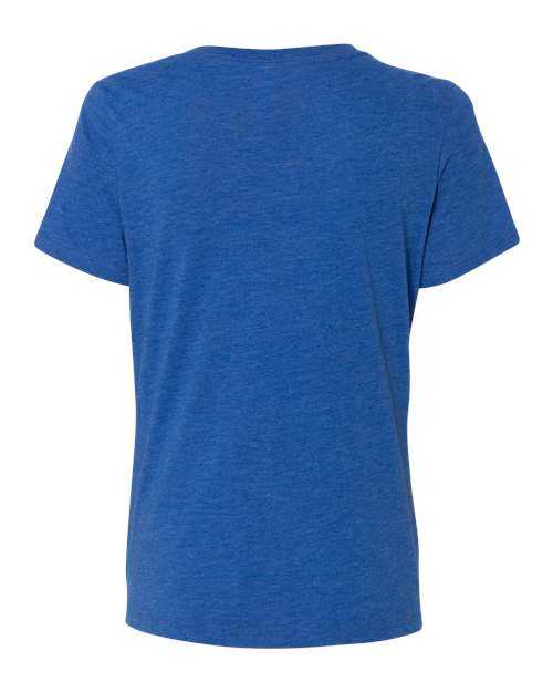 Bella + Canvas 6415 Women&#39;s Relaxed Triblend Short Sleeve V-Neck Tee - True Royal Triblend - HIT a Double - 2
