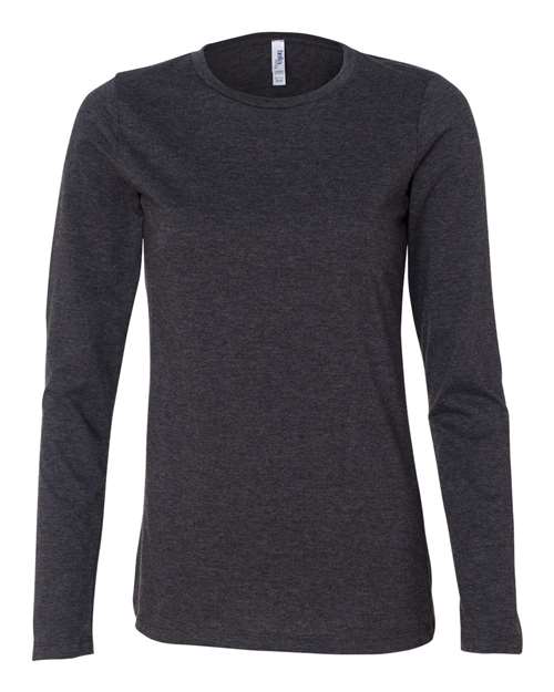 Bella + Canvas 6450 Womens Relaxed Jersey Long Sleeve Tee - Dark Grey Heather - HIT a Double