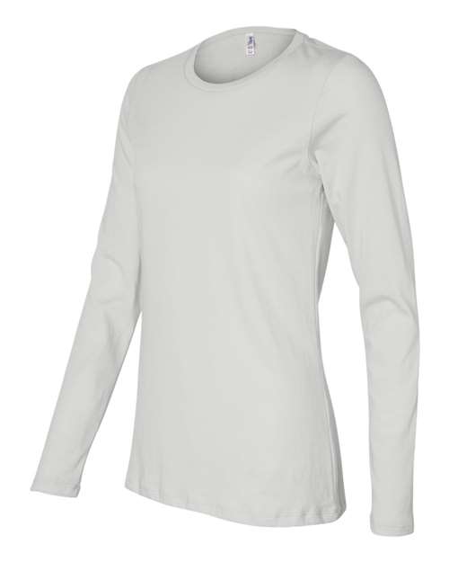 Bella + Canvas 6450 Womens Relaxed Jersey Long Sleeve Tee - White - HIT a Double