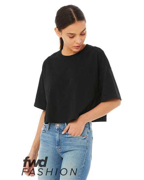 Bella + Canvas 6482 FWD Fashion Women's Jersey Cropped Tee - Black - HIT a Double