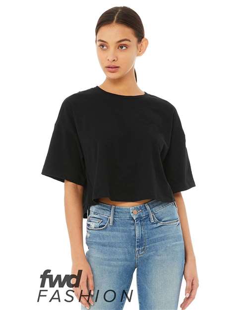 Bella + Canvas 6482 FWD Fashion Women&#39;s Jersey Cropped Tee - Black - HIT a Double