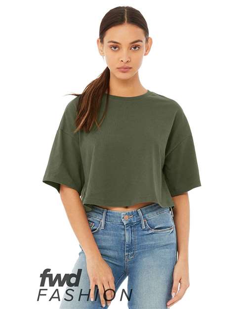 Bella + Canvas 6482 FWD Fashion Women's Jersey Cropped Tee - Military Green - HIT a Double