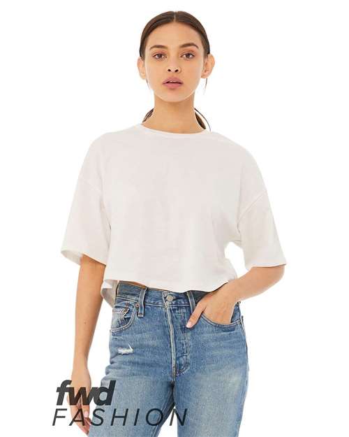 Bella + Canvas 6482 FWD Fashion Women&#39;s Jersey Cropped Tee - Vintage White - HIT a Double