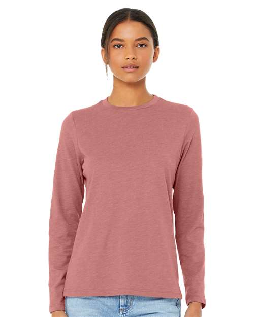 Bella + Canvas 6500 Womens Jersey Long Sleeve Tee - Heather Mauve - HIT a Double - 1