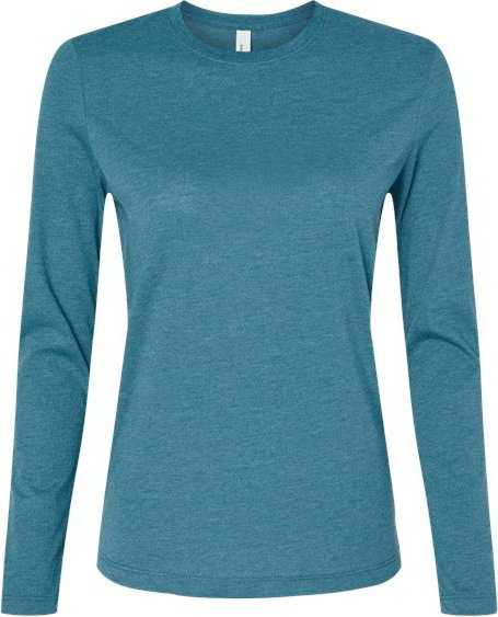 Bella + Canvas 6500 Womens Jersey Long Sleeve Tee - Heather Slate&quot; - &quot;HIT a Double