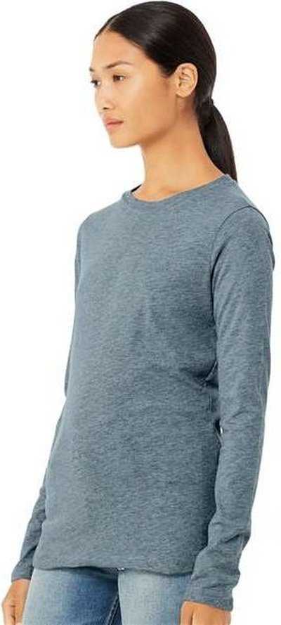 Bella + Canvas 6500 Womens Jersey Long Sleeve Tee - Heather Slate&quot; - &quot;HIT a Double