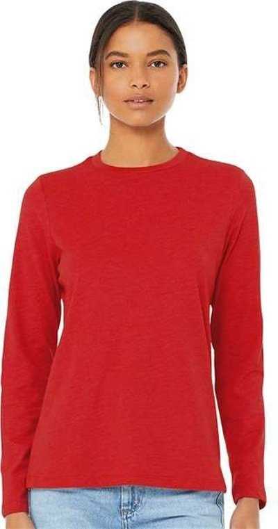 Bella + Canvas 6500 Womens Jersey Long Sleeve Tee - Red" - "HIT a Double