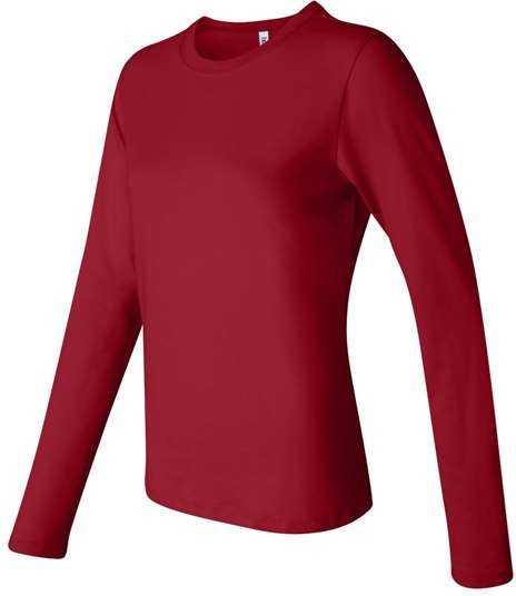 Bella + Canvas 6500 Womens Jersey Long Sleeve Tee - Red&quot; - &quot;HIT a Double