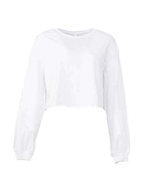 Bella + Canvas 6501 FWD Fashion Women&#39;s Cropped Long Sleeve Tee - White - HIT a Double