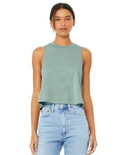 Bella + Canvas 6682 Ladies&#39; Racerback Cropped Tank - Heather Dusty Blue - HIT a Double