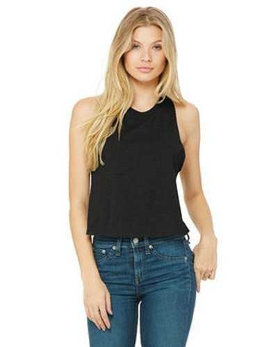 Bella + Canvas 6682 Ladies' Racerback Cropped Tank - Solid Black Blend - HIT a Double