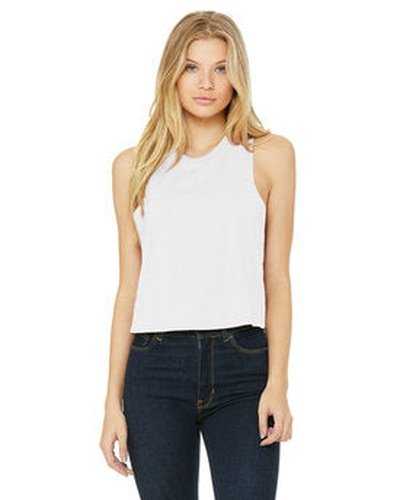 Bella + Canvas 6682 Ladies&#39; Racerback Cropped Tank - Solid White Blend - HIT a Double