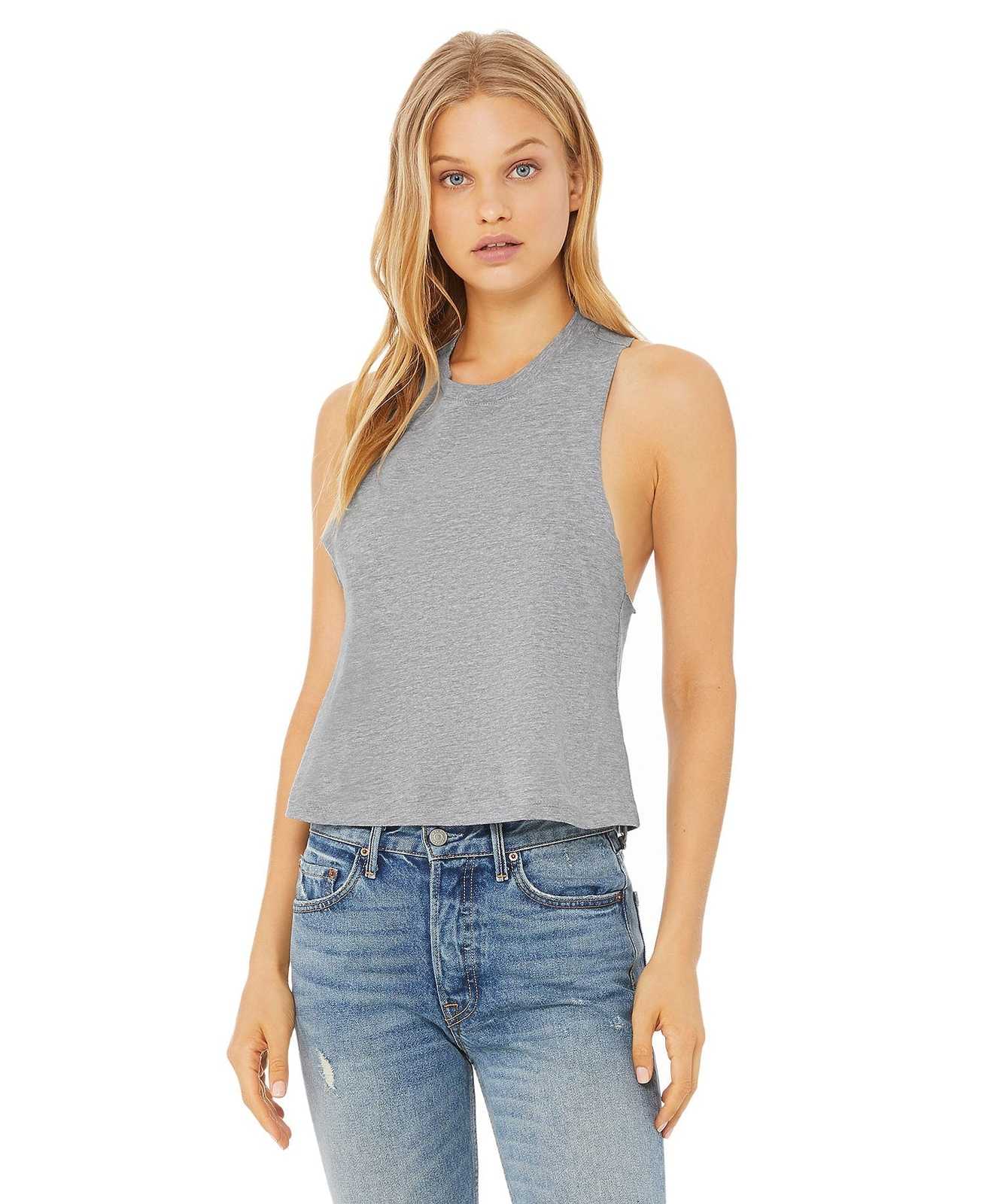 Bella + Canvas 6682 Women's Racerback Cropped Tank - Athletic Heather - HIT a Double