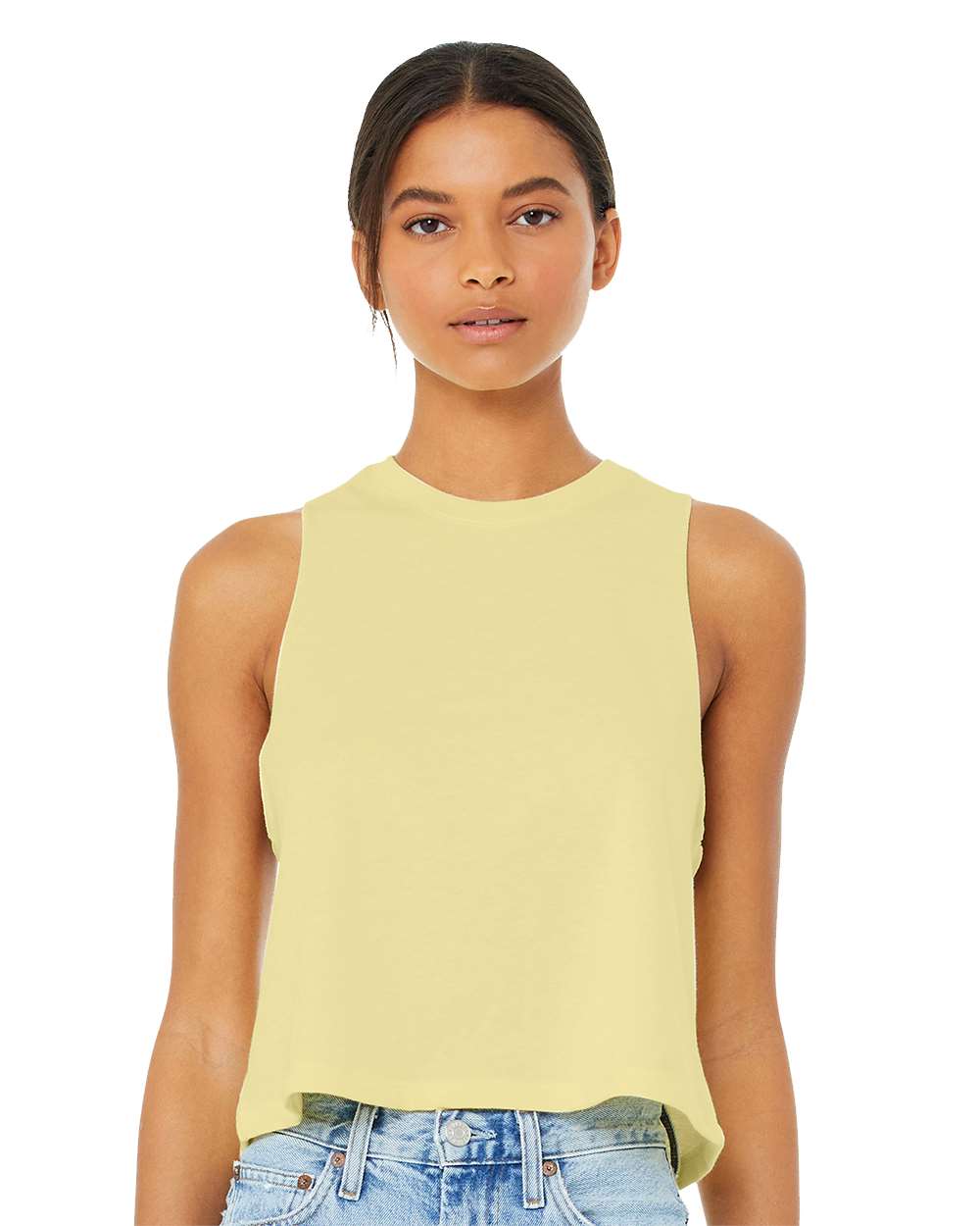 Bella + Canvas 6682 Women&#39;s Racerback Cropped Tank - Heather French Vanilla - HIT a Double