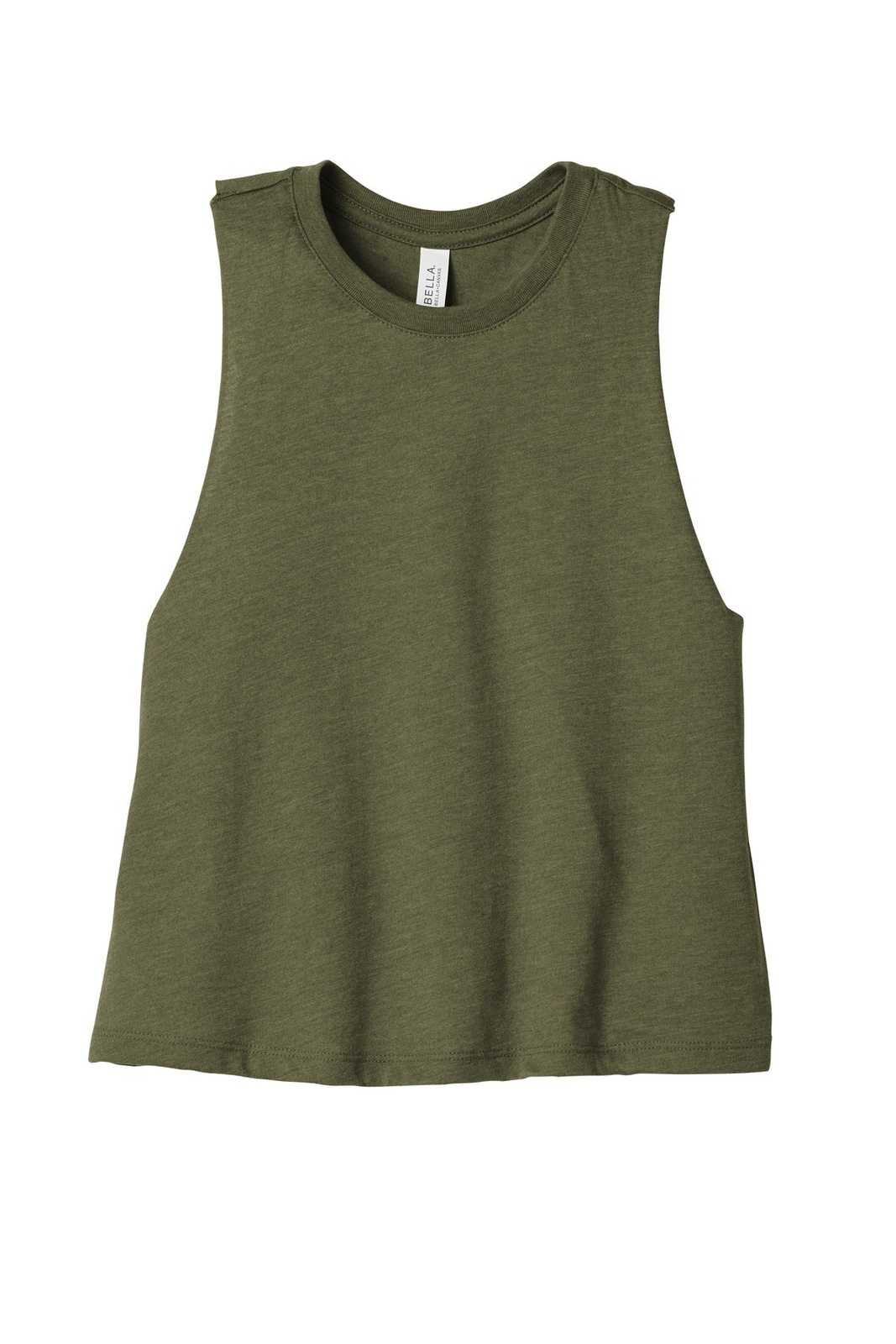 Bella + Canvas 6682 Women&#39;s Racerback Cropped Tank - Heather Olive - HIT a Double