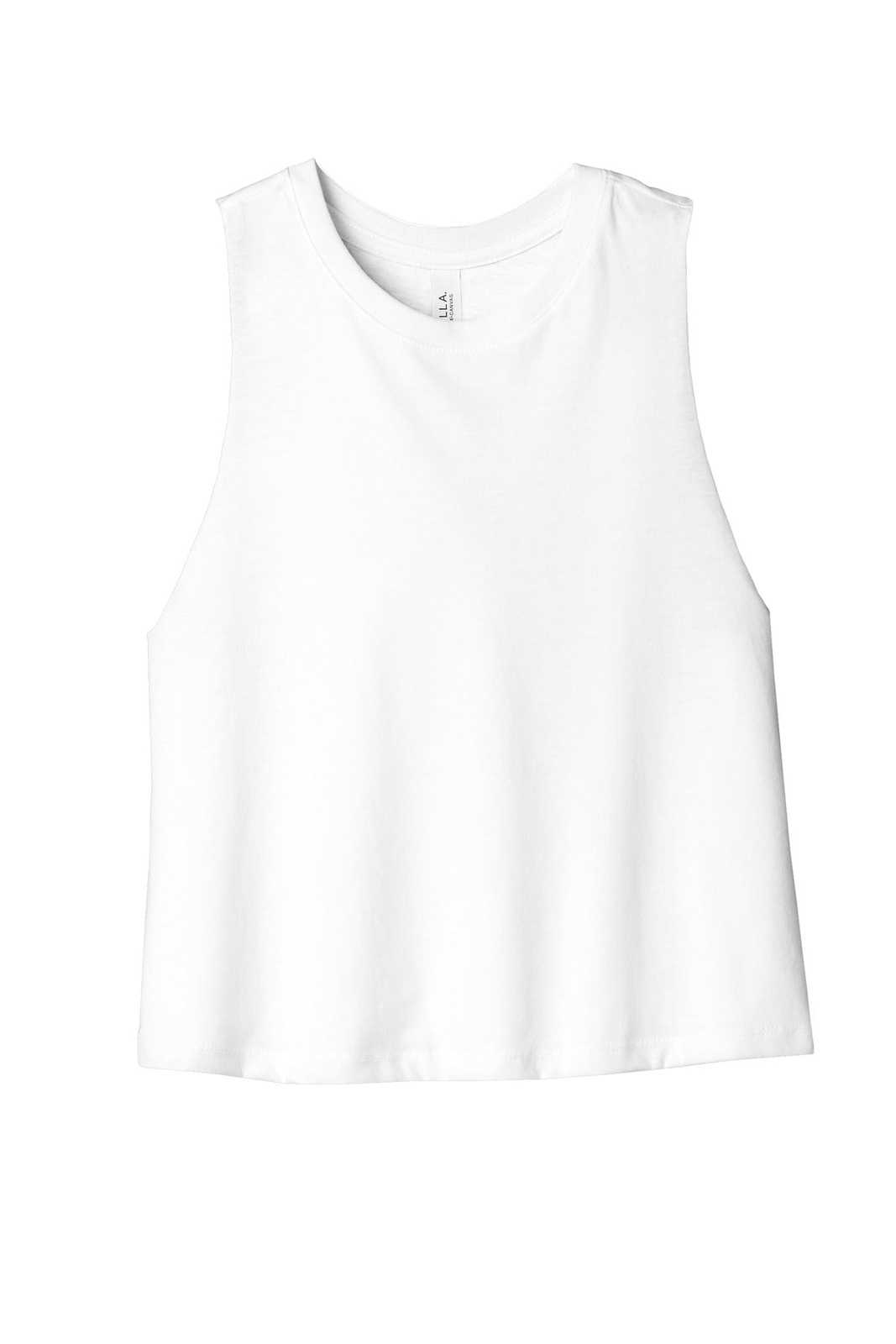 Bella + Canvas 6682 Women's Racerback Cropped Tank - Solid White Blend - HIT a Double