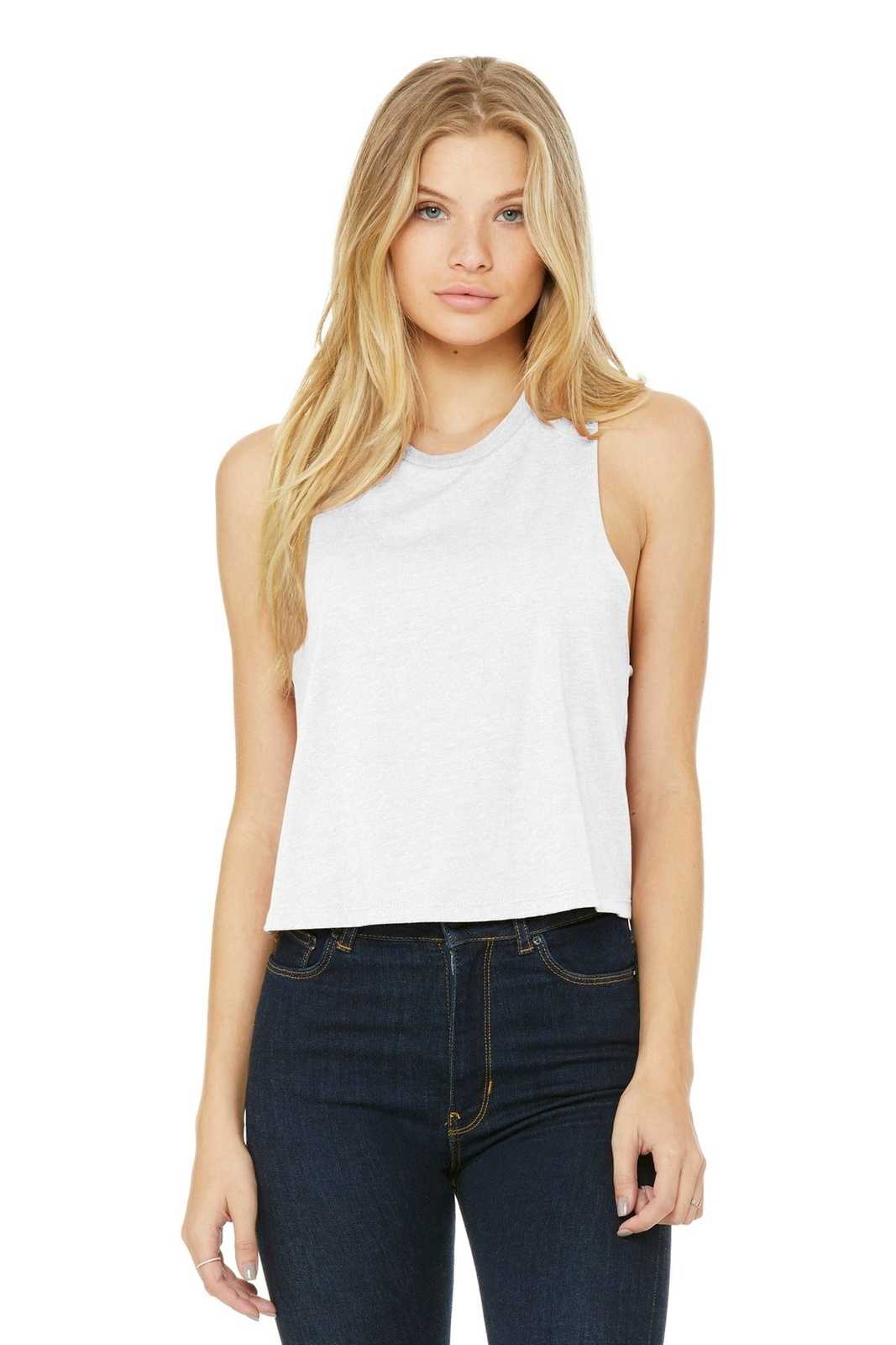 Bella + Canvas 6682 Women&#39;s Racerback Cropped Tank - Solid White Blend - HIT a Double