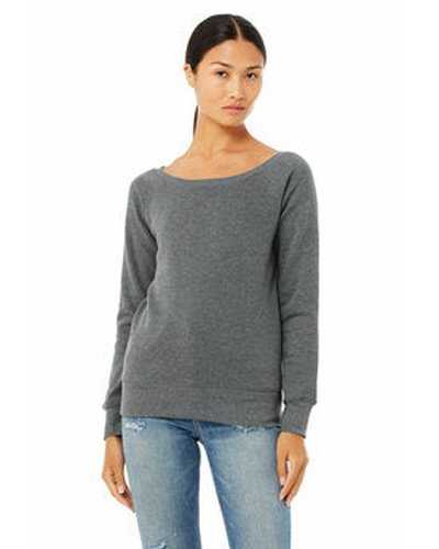 Bella + Canvas 7501 Ladies' Sponge Fleece Wide Neck Sweatshirt - Deep Heather - HIT a Double