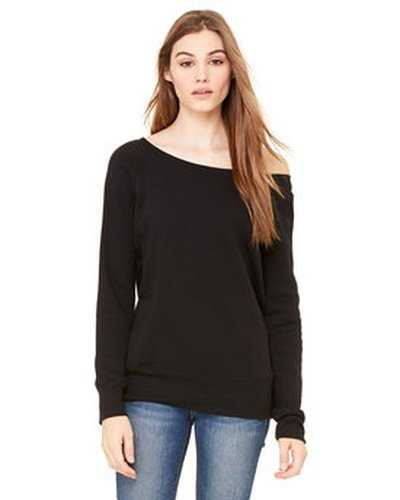 Bella + Canvas 7501 Ladies' Sponge Fleece Wide Neck Sweatshirt - Solid Black Triblend - HIT a Double