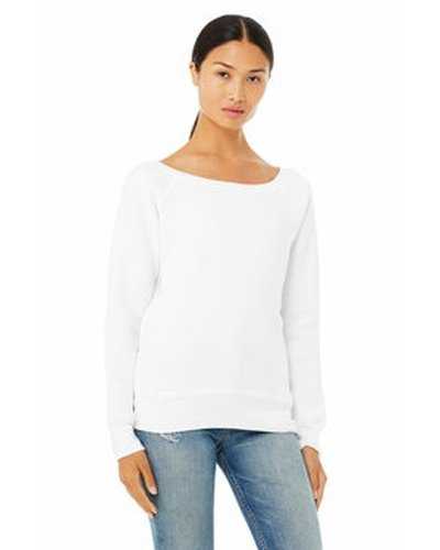 Bella + Canvas 7501 Ladies' Sponge Fleece Wide Neck Sweatshirt - Solid White Triblend - HIT a Double