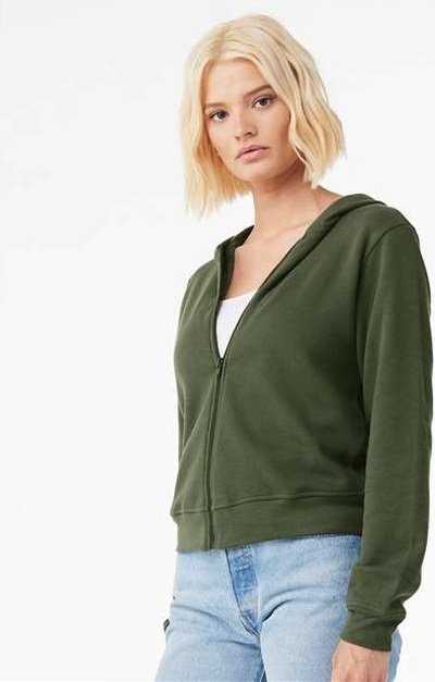 Bella + Canvas 7539 FWD Fashion Women's Sponge Fleece Full-Zip Hoodie - Military Green" - "HIT a Double