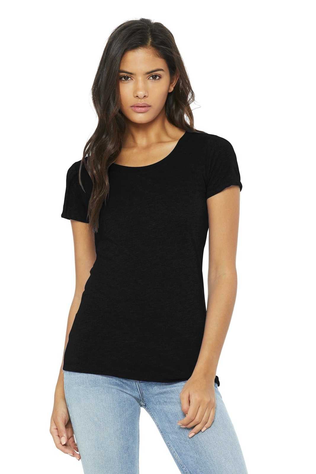 Bella + Canvas 8413 Women's Triblend Short Sleeve Tee - Solid Black Triblend - HIT a Double