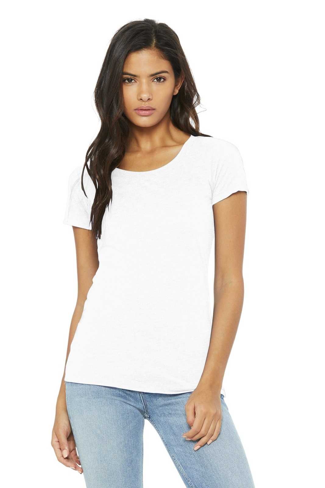Bella + Canvas 8413 Women&#39;s Triblend Short Sleeve Tee - Solid White Triblend - HIT a Double