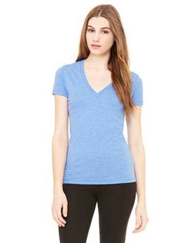 Bella + Canvas 8435 Ladies&#39; Triblend Short-Sleeve Deep V-Neck T-Shirt - Blue Triblend - HIT a Double