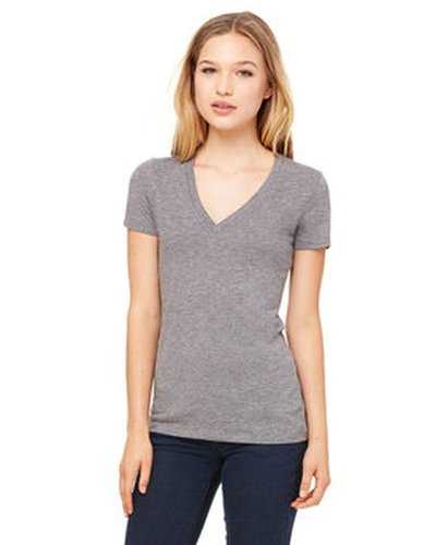 Bella + Canvas 8435 Ladies' Triblend Short-Sleeve Deep V-Neck T-Shirt - Gray Triblend - HIT a Double