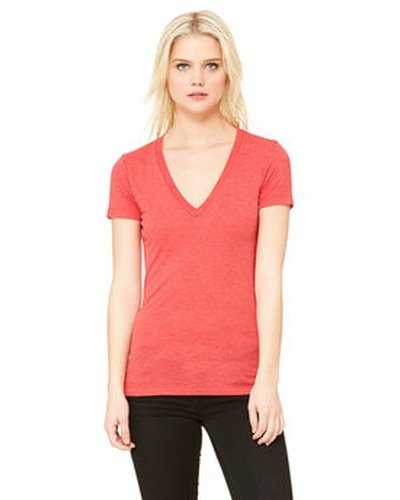 Bella + Canvas 8435 Ladies' Triblend Short-Sleeve Deep V-Neck T-Shirt - Red Triblend - HIT a Double