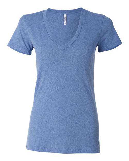 Bella + Canvas 8435 Womens Triblend Deep V-Neck Tee - Blue Triblend - HIT a Double