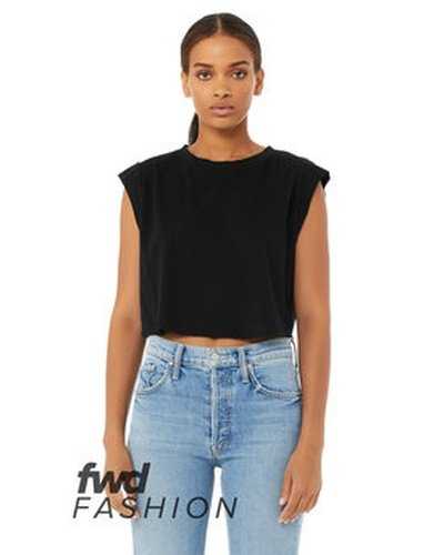 Bella + Canvas 8483B Fwd Fashion Ladies&#39; Festival Cropped Tank - Solid Black Triblend - HIT a Double